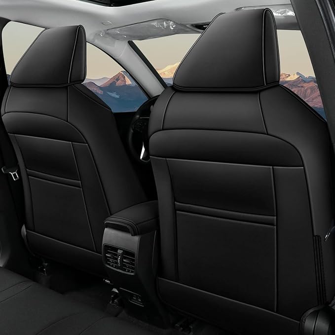 AOMSAZTO Custom Fit for Toyota Corolla Cross Hybrid 2023 2024 2025 Faux Leather Car Seat Covers Full Set Compatible Airbag Corolla Cross Hybrid S,SE,XSE Seat Protector Sedan Black