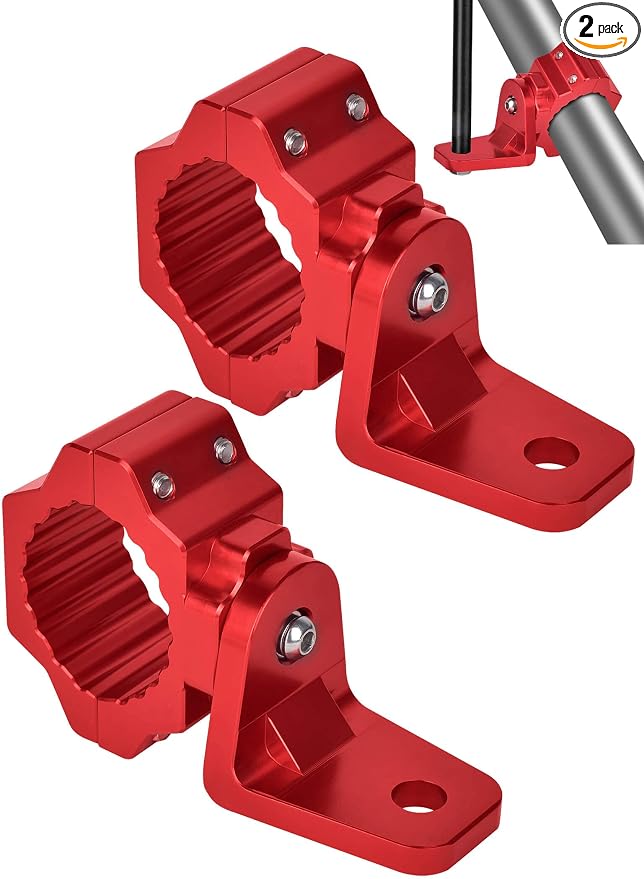 ZIDIYORUO UTV Flag Whip Mounts for 1.75-2in Roll Cage/Bar, Red CNC Al, 2PCS | Holds flags & LED UTV whip lights, 360 rotation clamp for 1.75-2in cages/Round bars, No-drill, Red anodized aluminum