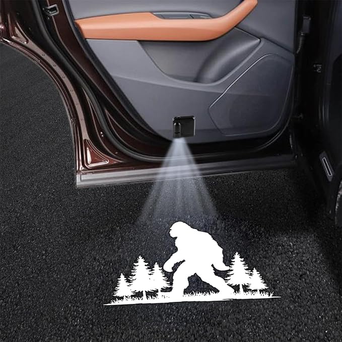 2PCS Car Door Lights,Bigfoot Door Lights Logo Projector LED Shadow Welcome Lamp,Sasquatch Car Accessories Big Foot Sasquatch Gifts for Men Women,Suitable for All Vehicles Motorcycle Bike