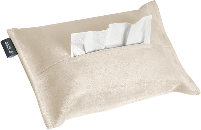 pack all Car Tissue Holder, Premium Microsuede Sun Visor Napkin Dispenser, Wipes Case for Backseat, Vehicle Accessories (Beige)