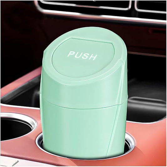 Wevdn Car Trash Can Bin with Lid, Mini Leakproof Vehicle Side Door Cup Holder Trash Can with Lid, Multipurpose Organizer Portable Garbage Bin for Cup Holder Car Home Office (Light Green)