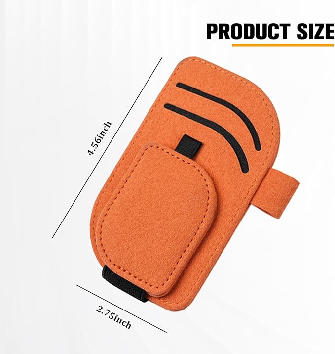 Car Sun Visor Organizer, Multi-Pocket Vehicle Sunglass Card Holder with Pen Slot, Automotive Interior Sunshade Glasses Storage Organizer, Universal Fit (Orange)