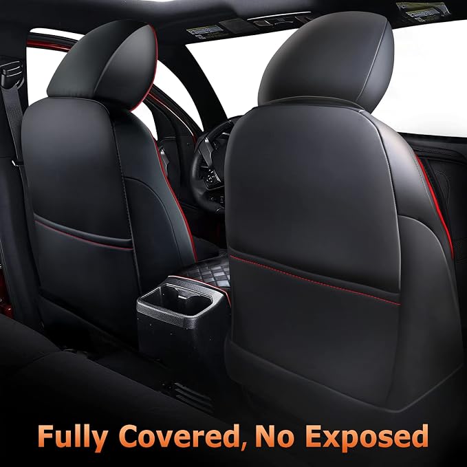 Carlimeki Leather Seat Covers Custom Fit for Tacoma Gen 3rd (2016-2023) | For Double & Crew Cab only - Fits SR, SR5, Limited, TRD Pro, TRD Sport, TRD Off-Road, Trail Special Edition - Fully Covered