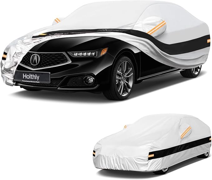 10 Layers Sedan Car Cover Custom Fit for Acura TLX (2021-2026), Waterproof All Weather for Automobiles, Outdoor Full Cover Sun Dust Rain Protection with Cotton. Silver