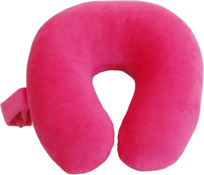 Wolf Essentials Kids Travel Neck Pillow - Cozy Soft Microfiber, Compact Design for Airplane, Car Seat, or Toddler Travel Support – Pink (Pack of 12)