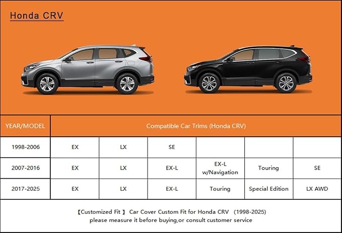 Kayme 6 Layers SUV Car Cover Custom Fit for Honda CRV CR-V (1995-2025), Waterproof All Weather for Automobiles,Rain Sun UV Protection.Silver