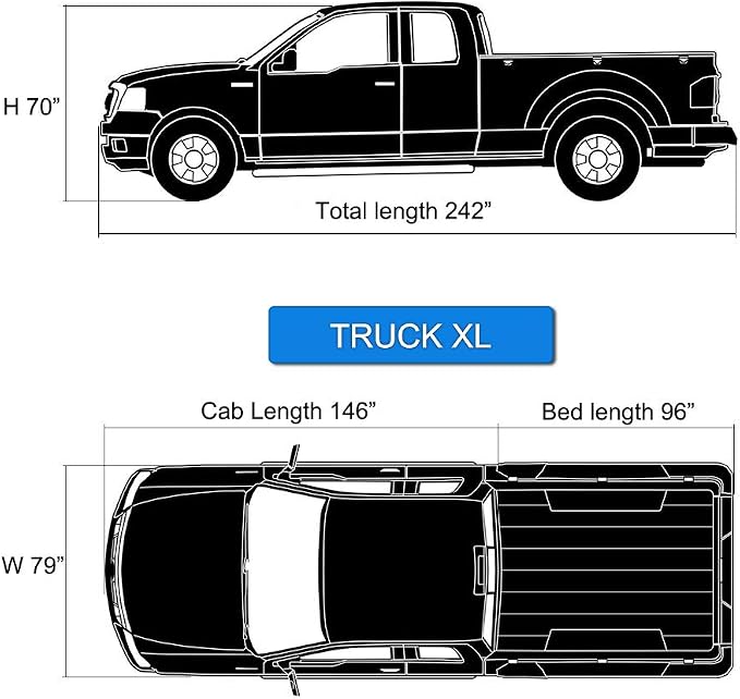 KouKou Truck Cover Waterproof All Weather, 6 Layers Full Pickup Cover Universal Fit Truck Ford 150,Ram 1500,Chevy Silverado,Toyota Tundra ect.(232 to 240 inches)