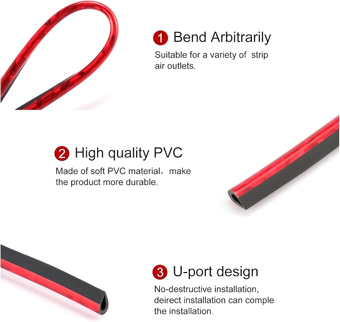 LivTee 20 Pieces Car Air Conditioner Decoration Strip for Vent Outlet, Universal Waterproof Bendable Air Vent Outlet Trim Decoration, Car Interior Accessories (Shiny red)