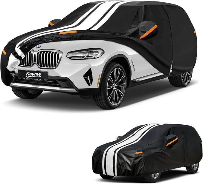 Kayme Heavy Duty Car Cover Custom Fit for BMW X3/X3 M (2003-2026) Waterproof All Weather for Automobiles, Gift with Tape/Towel, Outdoor Full Exterior Cover Rain Snow Sun UV Protection.