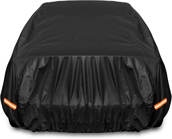 Motor Trend SafeKeeper All Weather Black Car Cover - Advanced Protection Formula - Waterproof 6-Layer for Outdoor Use, for Sedans Up to 210" L