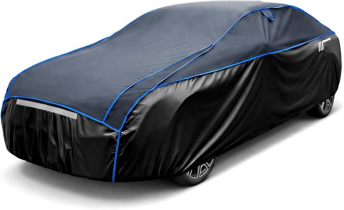 JOYTUTUS Hail Protector Car Cover for Sedan (186-193 in), Thick EVA Padded Anti-Hail Cover, Waterproof All Weather Hail Protection Car Cover