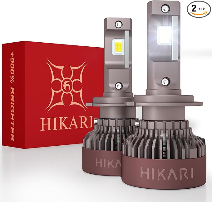 HIKARI WINGS H7 Foglight, 60000LM Pure White 6000K LED Bulbs, Plug & Play IP68 Waterproof Pack of 2