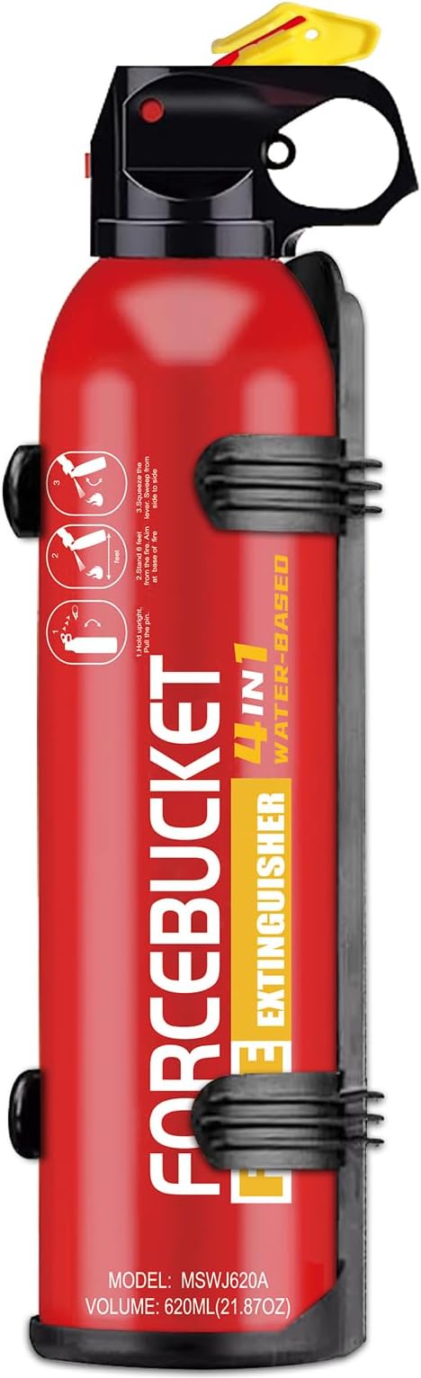 Portable Fire Extinguisher | 4-in-1 Small Fire Extinguisher for Home, Garage, Kitchen, Car | For Electric, Textile and Grease Fires | Non-Toxic, Easy Clean | Wall Mount Incl(2PK)