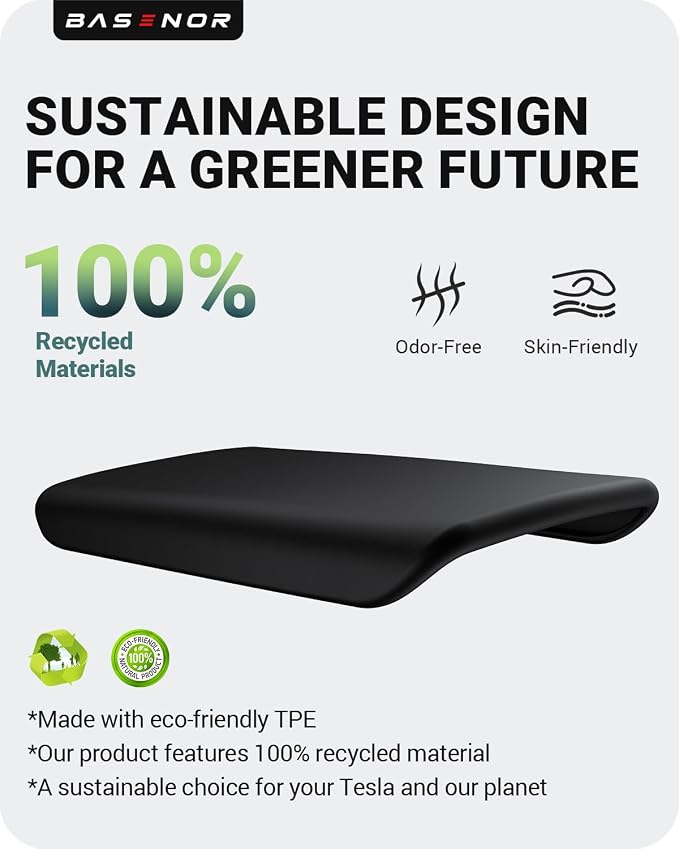 BASENOR Tesla Model S Model X Center Console Cover Non-Slip TPE Armrest Cover [No Logo] Protector Armrest [Proprietary Design] 2021-2026 Tesla Interior Accessories Black