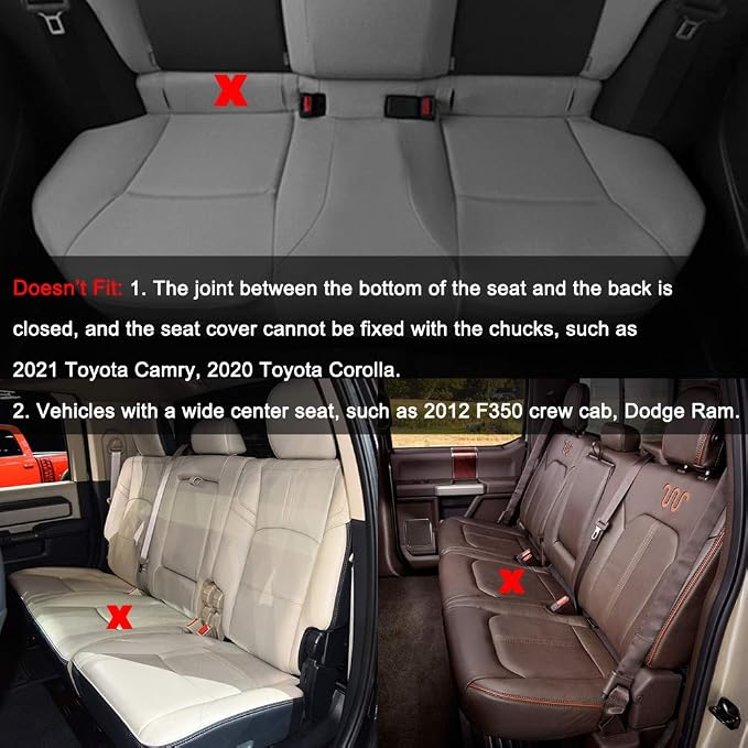 Black Panther Luxury PU Leather Rear Car Seat Cover Adjustable Length (49-55'') Back Seat Protector Fits 90% Vehicles (Sedan SUV Truck), for Seat Bottom Only,Triangle Quilting Design,Burgundy