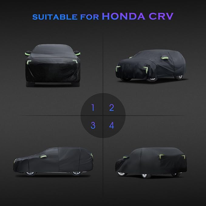 Car Cover Custom Fit for Honda CRV 1997-2025,Toyota RAV4 1996-2025, 6 Layers Truck Cover Waterproof All Weather for Automobiles,Outdoor Full Exterior Cover,Rain, Sun, Wind Protection,Black