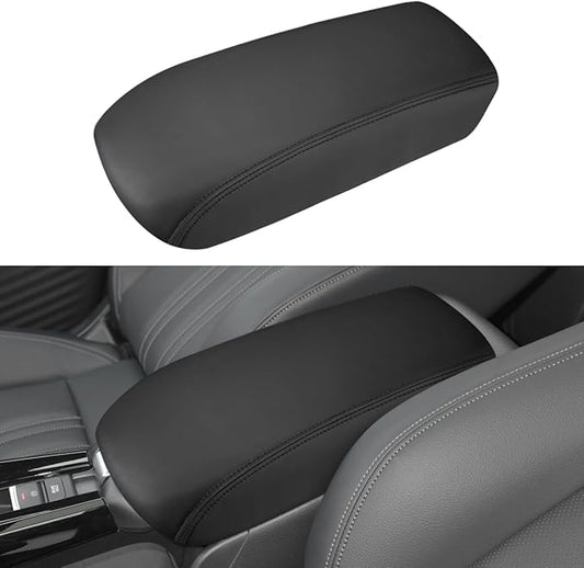 INTGET Center Console Cover for 2026 Honda HRV/HR-V Accessories 2023 2024 2025 Leather Car Armrest Arm Rest Box Lid Middle Console Seat Cover Protector (Black Stitches, 2023+)