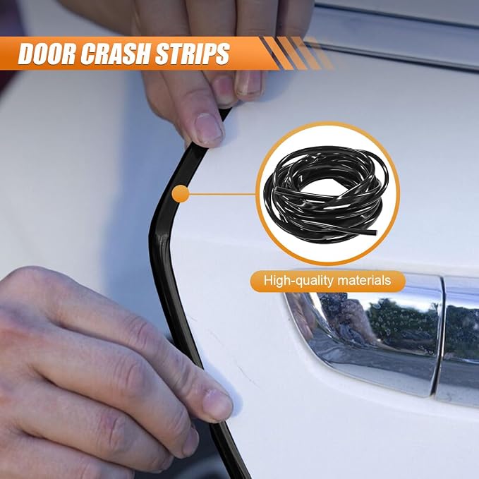 Car Door Edge Guards 16.4ft, Universal U-Shaped PVC Trim Strip Chrome Tape Self-Adhesive, Scratch Resistant Automotive Door Edge Molding Protection for Cars Truck SUV Weatherproof(Black-5M)
