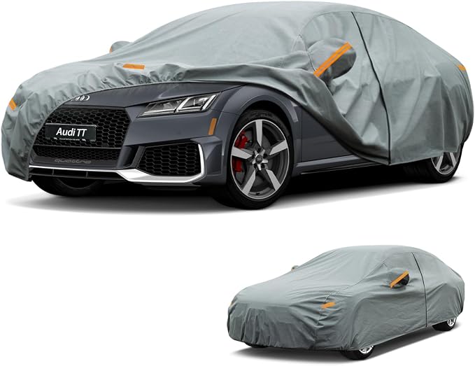 Kayme Heavy Duty Car Cover Custom Fit Audi TT(1998-2023), Waterproof All Weather for Automobiles, Full Exterior Covers Sun Rain UV Protection.