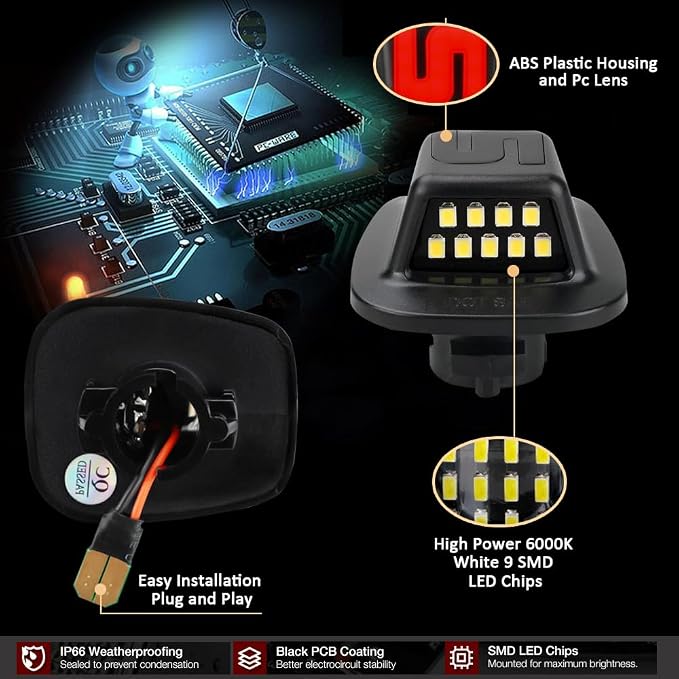 D-Lumina LED License Plate Lights Tag Light Lamp S-Shaped Red Light Strip for 1988-1999 Chevy Silverado GMC Sierra C1500 C2500 C3500 K1500 K2500 K3500 Pickup Suburban Tahoe Blazer S10 Yukon Sonoma S15