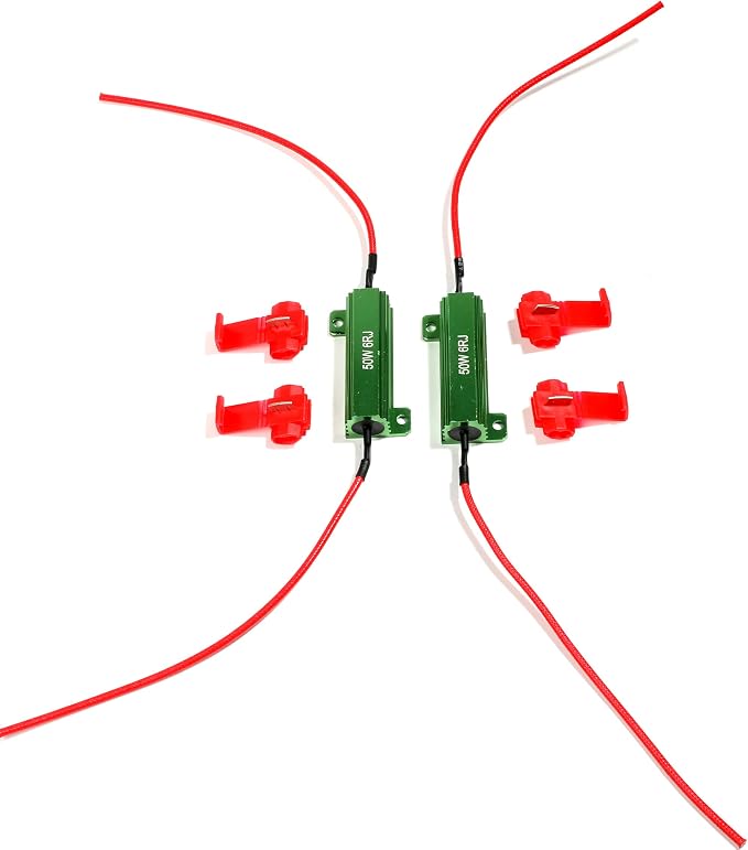 4 PCS Load Resistor,LED Turn Signal Resistor Flasher Adaptor with Wire&Clip,50W 6ohm LED Load Resistors Conversion Kit Fix LED Bulb Hyper Flash Turn Signal Light Bulb Fast Blink Error Code (2 Green)
