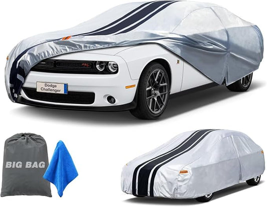 Car Cover Custom Fit for Dodge Challenger Sedan (2008-2025) | Waterproof All Weather for Automobiles Full Exterior Cover Rain Sun Snow UV Protector.