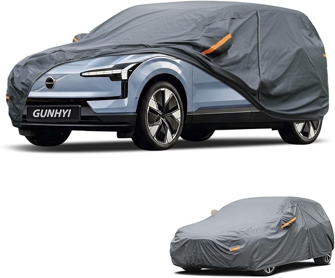 GUNHYI Premium Car Cover Custom Fit Volvo EX30, 16 Layers Heavy Duty Car Cover Waterproof All Weather with Zipper Door for Sun Rain Snow Dust Uv Protection