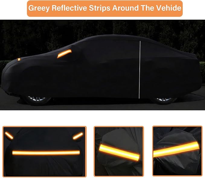 600D Heavy Duty Car Cover Custom Fit for Honda Civic Sedan 1998-2025, Waterproof Outdoor Full Car Cover with Door Zipper, Windproof Snowproof UV Resistant Dustproof Hail Protection, Black