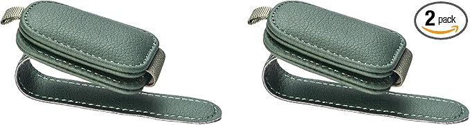 Yuoyar Magnetic Leather Sunglasses Holder for Car, 2 Packs (Green) | Magnetic Car Visor Accessories