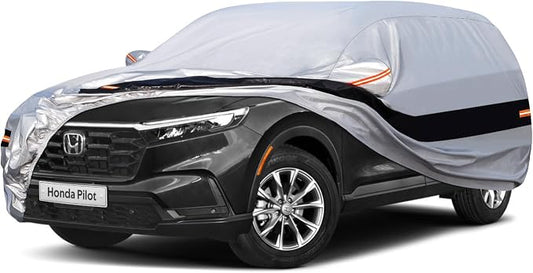 10 Layers SUV Car Cover Custom Fit for Honda Pilot (2008-2024) Waterproof All Weather for Automobiles, Outdoor Full Cover Rain Sun UV Protection.Silver