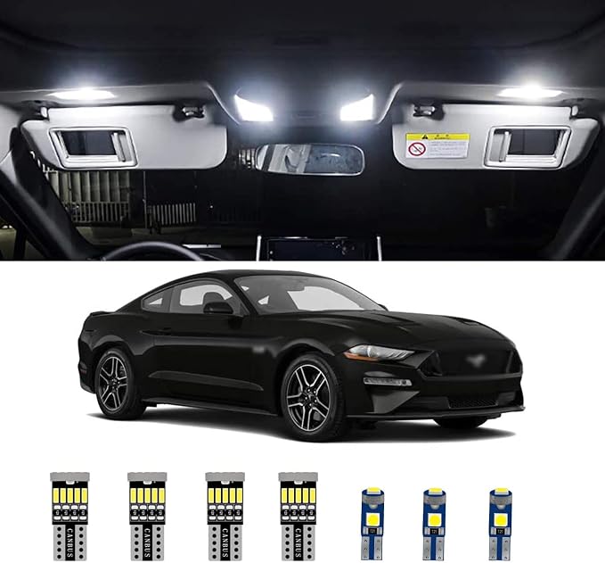 AWALITED 8pcs Interior LED Lights Kit Super Bright LED Map Dome Light Bulbs for Ford Mustang 2015 2016 2017 2018 2019 2020 2021 all models