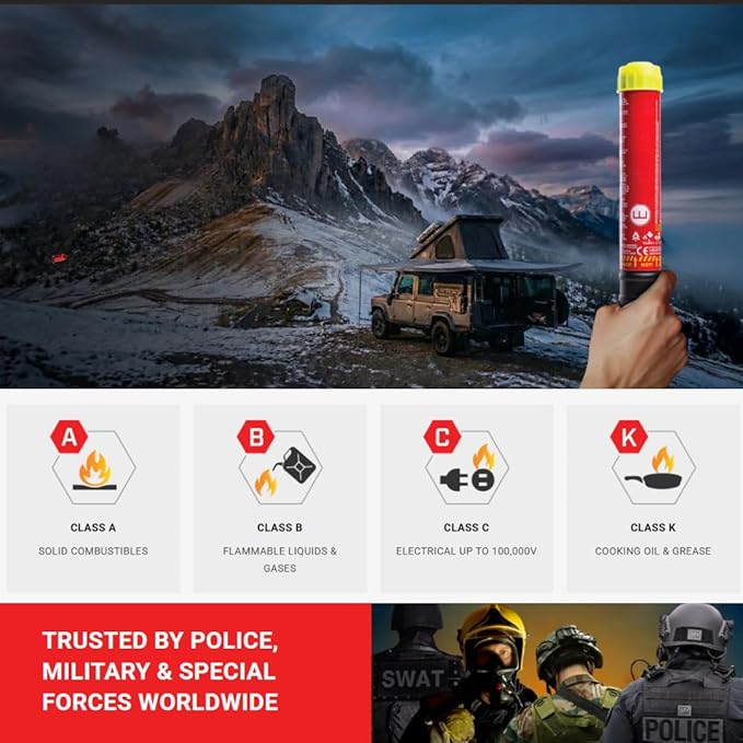 50-Second Compact Fire Safety Stick – Portable, Mess-Free, Maintenance-Free | Fire Protection for Vehicle, Garage, Marine & Home Use – 1 Pack