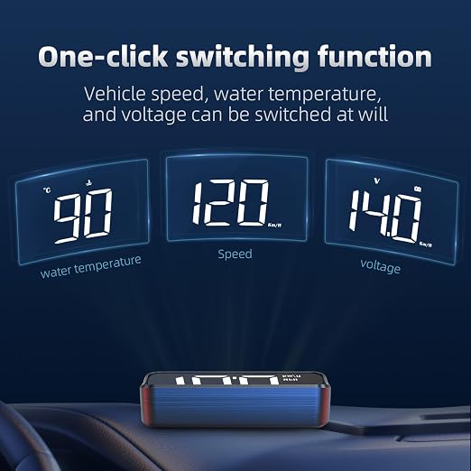 Heads up Display for Cars Car HUD M4, Digital Speedometer for Car OBD2 Speedometer with Speed, Voltage, Water Temperature, etc., Suitable for Some Vehicles' speedometers after 2009