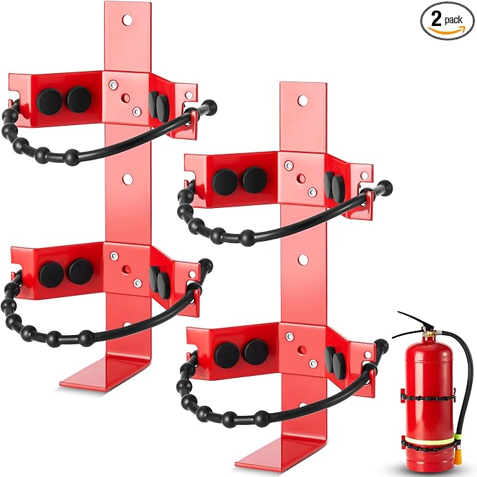 RattanView 2 Pcs Fire Extinguisher Mount Bracket Adjustable, Supports up to 10 lb, Heavy-Duty and Easy Installation, Ideal for Home, Truck, RV, Boat, Commercial Use, Secure and Durable Holder