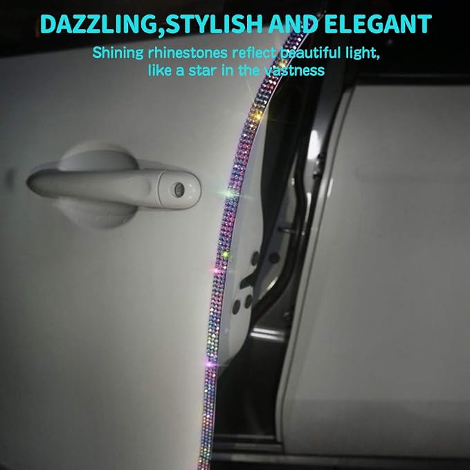eing Door Edge Anti-Scratch Sticker Door Crash Bumper Crystal Bling Protection Tape Rubber Strip Sticker,Car Door Protector,Car Door Guard,Car Door Protection,90cm/35.4" Each One,4Pack/Set,Multicolor