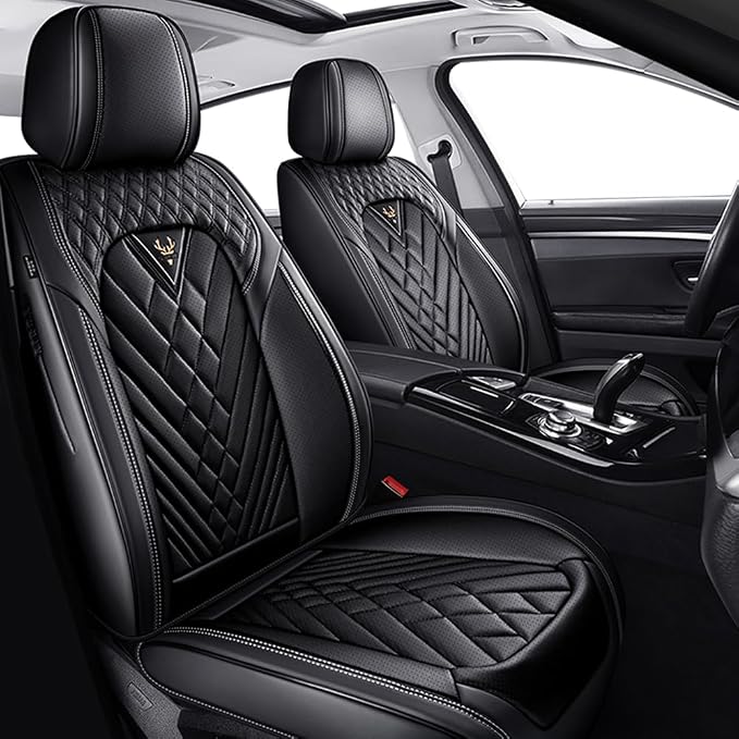 Fit for Toyota RAV4 Hybrid Seat Covers 2016-2026, Premium Leather, 360° Full Protection, Thick Padding & Memory Foam, Waterproof & Stain-Resistant Car Seat Cover Front Set (2 Seat,Black)