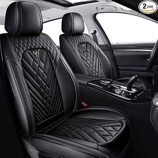 for Toyota Highlander Seat Covers 2001-2026,Premium Leather, 360° Full Protection, Thick Padding & Memory Foam, Waterproof & Stain-Resistant Car Seat Cover Front Set (2 Seat,Black)