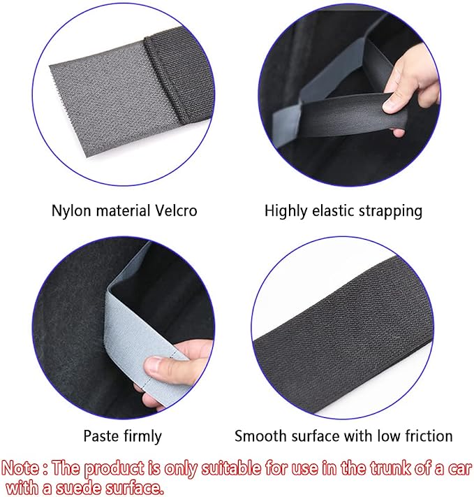 Elastic Car Trunk Organizer Straps with Hook and Loop Tape+2 "Pocket,20"/27.5" Car Organizers,Organize the Cluttered Trunk Keeps Items from Rolling Around (27.5inch Long)