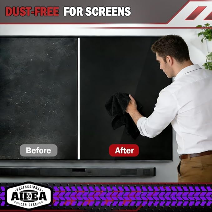AIDEA Microfiber Cleaning Cloth-10PK, Black Microfiber Towels,12×12" | Microfiber Towels for Cars, Wash Cloths, Lint Free Cleaning Rags for SUVs, House, Kitchen, Window, Car Cleaning Wipes