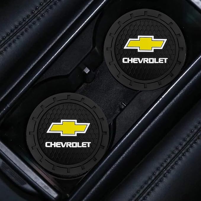 Chevrolet Car Cup Holder Coaster, Silicone Cupholder Coaster, Car Interior Accessories, 2.76 Inch, 2 Pieces, Black