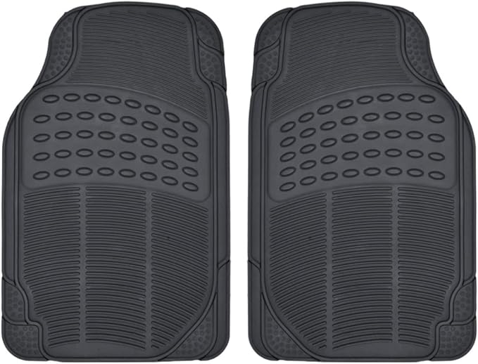 BDK ProLiner Floor Mats for Cars Trucks SUV, 2-Piece All-Weather Car Mats with Universal Fit Design, Durable Car Floor Mats with Capture Ridges, Waterproof Rubber Floor Mats for Cars (Black)