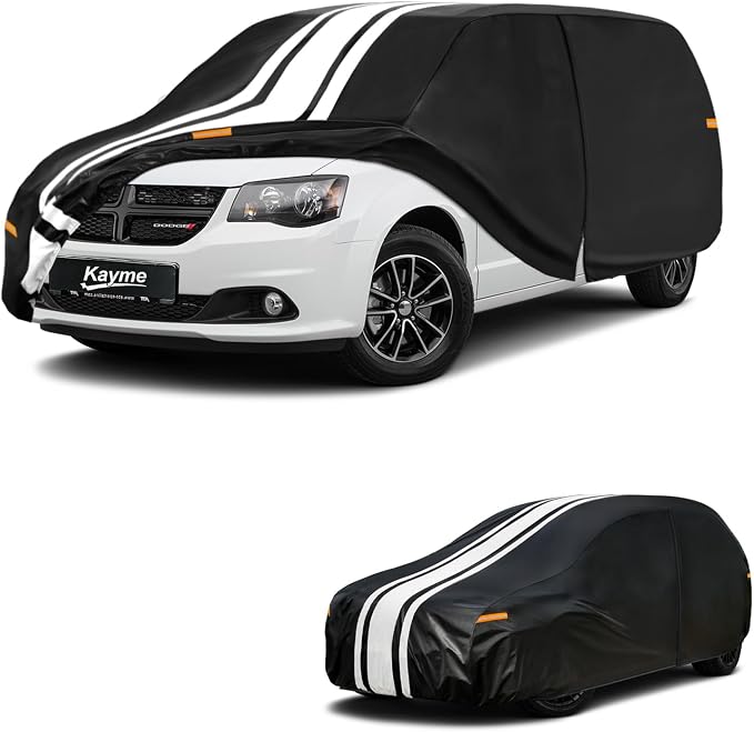 Kayme Heavy Duty Car Cover Custom Fit for Dodge Grand Caravan (1987-2020) Waterproof All Weather for Automobiles, Gift with Tape/Towel, Outdoor Full Exterior Cover Rain Snow Sun UV Protection.