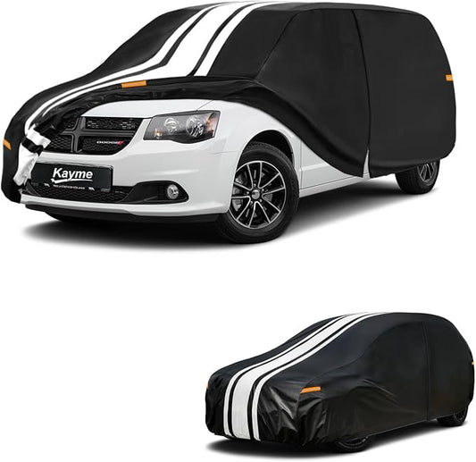 Kayme Heavy Duty Car Cover Custom Fit for Dodge Grand Caravan (1987-2020) Waterproof All Weather for Automobiles, Gift with Tape/Towel, Outdoor Full Exterior Cover Rain Snow Sun UV Protection.