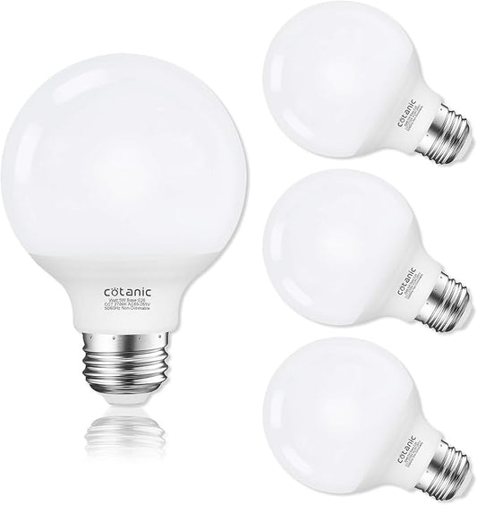 Cotanic G25 LED Vanity Light Bulb 2700K Warm White, Globe Light Bulbs for Bathroom Vanity Mirror 500LM,E26 Screw Base 5W 60W Incandescent Equivalent,Non-dimmable,Pack of 4