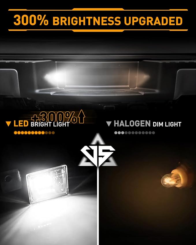 LESAUCE Full LED License Plate Light Lamp Assembly Fit for 2014-2023 Chevy Silverado GMC Sierra 15-22 Colorado Canyon Pickup Truck 6000K White, Plug N Play, 2PCS