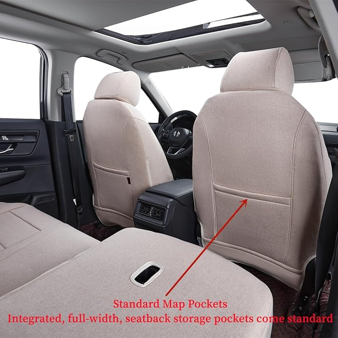 coverdream Custom Fit Seat Covers for Toyota Tacoma Double Cab/Crew Cab 2016 2017 2018 2019 2020 2021 2022 2023,Full Coverage,UV Resistant Polyester Seat Protector (Full Set,Beige)