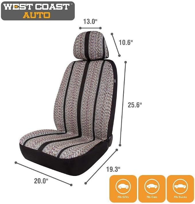 West Coast Auto Baja Blanket Bucket Seat Cover for Car, Truck, Van, SUV - Airbag Compatible (4PCS-Low Back)