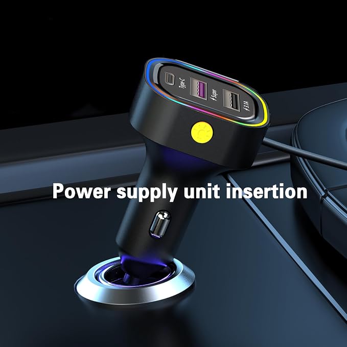 USB C Car Charger, Cigarette Lighter USB Charger, 81W Multiport 6-Port 5FT | PD & QC3.0 Fast Charger for Multiple Devices, Car Travel Essentials, Compatible with iPhone 15/16/17, Pad, Galaxy S24