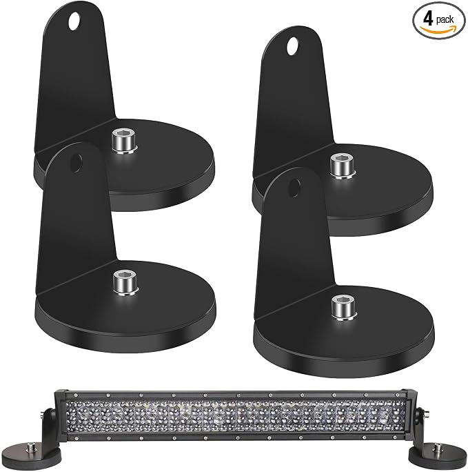 Magnetic Light Bar Mount, Powerful Magnetic Base LED Light Bar Mounting Brackets for Off Road Lighting Driving Lights for Emergency Light Roof Flashligh Work Light (4PCS)