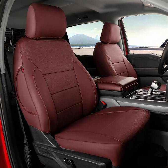 coverdream F150 Seat Covers for 2015-2020 Ford F150 SuperCab XL/XLT/Lariat & 2017-2022 F250/F350 SuperCab XL/XLT/Lariat,2-Door,Fully Covered,Waterproof Leather Seat Protector(Full Set,Wine Red)